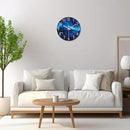 Glass Wall Clocks Battery Operated 14 Inch Modern Abstract Wall Clock for Bedroom Blue Wall Clock Silent Non Ticking by CozyNest Decor