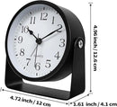 Small Desk Analog Alarm Clock Battery Powered Mini Metal Nightstand Shelf Clock with Light Side Table Decor Mid Century Cute Alarm Clock for Heavy Sleepers Bedrooms Desktop Living Room Bathroom by CozyNest Decor