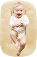 Baby Lounger, Baby Lounger for Newborn 0-12 Months, Portable Infant Lounger Soft Cotton Breathable for Home & Travel (Beige) by TinyTreasures Baby Boutique
