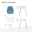 UPPAbaby Ciro High Chair/Sleek, Easy-to-Clean Design/Perfect-Fit Tray to Bring Baby to Table/Patent-Pending Harness/Dual-Position, 180-Degree Rotating Footrest/Caleb (Steel Blue/Rubberwood) by TinyTreasures Baby Boutique
