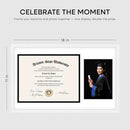 Homeforia 11x18 White Diploma Frame with Photo, High End Oak 11 x 18 Certificate Wood Frame with Mat 8.5x11 Diploma and 5x7 Picture, 18 by 11 Wooden Document Frames, Tempered Glass, Wall Kit, Set of 1 by CozyNest Decor