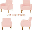 Chenille Fabric Accent Chair, Upholstered Armchair with Solid Wood Legs, Modern Living Room Accent Chair, Comfy Single Sofa Chair Reading Club Chair for Bedroom Reception Lounge, Pink by CozyNest Decor