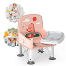 Baby Travel Booster Seat with Double Tray, BabyBond Upgraded Toddler Portable Baby Chair, Booster Seat for Dining Table, Stable and Foldable Booster Baby Chair for Indoor/Outdoor (Pink Dinosaur) by TinyTreasures Baby Boutique