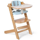 Cowiewie Natural Wooden High Chair for Babies & Toddlers 3-Tier Remove & Adjustable Tray, 8 Adjustable Highchair with Cushions, Portable (Blue) by TinyTreasures Baby Boutique