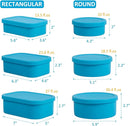 Nesting 100% Silicone Food Storage Containers with Lid & Measuring Line, 6 Pack, Leakproof Stackable Hard-Shell Silicone Containers for Food Lunch Snack, Microwave Oven Freezer Dishwasher Safe, Blue by TinyTreasures Baby Boutique