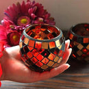 Votive Candle Holder Tea Lights - Glass Candle Holders, Mosaic Tealight Candle Holder, Candle Jar Cup for Wedding Centerpiece Party Table Decorations, Valentines Day Decor by CozyNest Decor