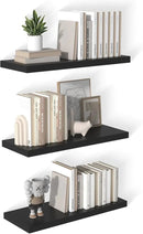 12 Inch Deep Floating Shelves for Wall 3 Pack Floating Shelves Large Storage Space Wall Mount Shelf for Living Room Kitchen Bathroom 30" W x 12" D x 1.2" H Black by CozyNest Decor