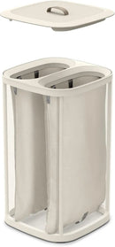 Joseph Joseph Tota 60 liter/15.8 gallon Laundry Hamper Separation Basket with lid, 2 Removable Washing Bags with Handles- Ecru by CozyNest Decor