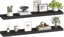 HOOBRO Floating Shelves for Wall, Wall Mounted Shelf Set of 2, 55" Hanging Shelf with Invisible Brackets, for Wall in Bathroom, Bedroom, Toilet, Kitchen, Living Room, Office, Black BK140BJP201 by CozyNest Decor