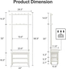 Coat Rack with Shoe Storage, Narrow Wooden Hall Tree with Bench, 11 Hooks and 2-Tier Storage Shelves, 3-in-1, Entryway Bench with Coat Rack (23.6"-Deep White) by CozyNest Decor