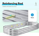Quictent Galvanized Raised Garden Bed Kit, 6x3x1ft Oval Large Metal Outdoor Planting Box, Ground Planter Strengthened by Crossbar, Silver