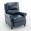 UIXE Pushback Recliner Chair, Faux Leather Armchair Overstuffed Accent Chair for Living Room, Rivet Trim Club Chair Home Theater Single Sofa Bedroom Side Reading Seat - Navy Blue by CozyNest Decor