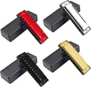 UPINS 4PCS Key of C 10 Hole 10 Tones Titanium Color Harmonica with Case for Beginner(Gold, Silvery, Black, Red) by TinyTreasures Baby Boutique