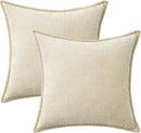 MIULEE Pack of 2 Christmas Pillow Covers 16x16 Inch Cream White Farmhouse Decorative Throw Pillow Covers with Stitched Edge Soft Chenille Solid Dyed Couch Pillow Covers for Sofa Bed Living Room by CozyNest Decor