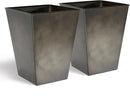 KOL 18''H. Bright Glazed Planter with Drainage Hole, Set of 2, Galvanized Steel Planter Pots for Indoor & Outdoor Use, Decorative Flower Plant Pots for Front Porch, Patio, Deck - Black by CozyNest Decor