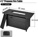 45 inch Propane Fire Pit Table,50000 BTU Gas Fire Pits Table with Lid & Lava Rock & Waterproof Cover, Outdoor Propane Firepit for Dining or Party, Outside, Patio, Garden, Yard by GreenHaven Gardens