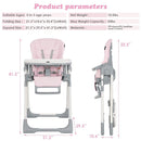 INFANS High Chair for Babies & Toddlers, Foldable Highchair with Multiple Adjustable Backrest, Footrest and Seat Height, Removable Tray, Detachable PU Leather Cushion, Built-in Rear Wheels (Pink) by TinyTreasures Baby Boutique