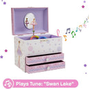 Jewelkeeper Jewelry Box for Girls with Ballerina and Music Box - Dual Drawers and Spacious Storage - Swan Lake Tune - White and Purple Jewelry Keepsake Chest - 6 x 6.75 x 5.25 Inches by TinyTreasures Baby Boutique