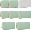 Bridesmaid Proposal Gifts Letter Cosmetic makeup bag bulk for Wedding Party Favors Bachelorette party decorations Toiletry Organizer Bag Makeup Case Gift (8, White&Sage Green) by TinyTreasures Baby Boutique