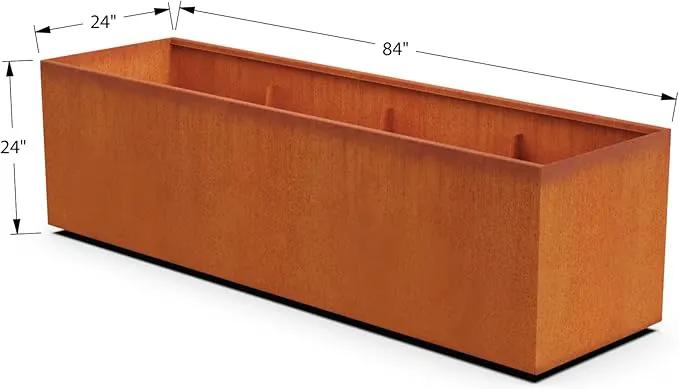 Corten Steel Planter Rectangle Outdoor Metal Garden Box Heavy Duty | Made in USA | Fully Assembled, photo 5 of 7