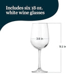 Libbey Vina White Wine Glasses Set of 6, 18.25 Oz Elegant, Fancy Glasses Drinking Set, Stemmed Wine Glasses for Weddings, Birthdays, Parties and More by CozyNest Decor