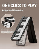 Finger Dance Folding Piano Keyboard 88 Keys, Portable Electric Keyboard with Bluetooth MIDI, Full Size Digital Piano, Wood Grain, Semi-Weighted, Touch Sensitive, with Storage Bag for Beginner by TinyTreasures Baby Boutique