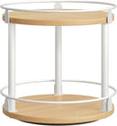 Lazy Susan Organizer, Rotating Spice Rack, 2 Tier Spice Turntable Organizer, Industrial Turntable Spice Holder, for Kitchen Countertop, Compact and Versatile, White and Natural SR22WN by CozyNest Decor