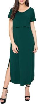 Smallshow Women's Maternity Nursing Dresses Split Long Dress for Breastfeeding by TinyTreasures Baby Boutique