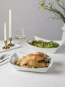 Kanwone Large Serving Bowls with Handles, White Serving Dishes For Entertaining, 1.8 Quarts Porcelain Bowl Set for Turkey, Fruit, Salad, Rectangle Serving Platter for Parites, Thanksgiving, Set of 2 by CozyNest Decor