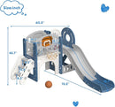 YUFU 9 in 1 Toddler Slide Set, Kids Slide for Toddlers Age 1-3, Toddler Playset with Basketball Hoop and Ball, Outdoor Indoor Playground for Toddlers 1-3 (Blue+Gray) by TinyTreasures Baby Boutique