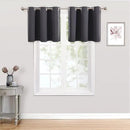 ChrisDowa Small Kitchen Valances for Windows - Grommet Short Thermal Insulated Room Darkening Window Valances Curtains for Living Room (2 Panels, Dark Grey, 42 x 18 Inch) by CozyNest Decor
