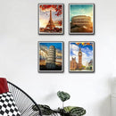 Boho Wall Art Decor, London, Tower of Pisa, Paris, Eiffel Tower,Roman Colosseum,City Wall Decor Art ,Modern Landscape Wall Art for Living Room Bedroom Prints Poster ,8x10 Inch Set of 4,Unframed by CozyNest Decor