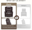 COLAMY Oversized Leather Recliner Chair, 360°Swivel Rocking Manual Recliner with Thick Cushioned Padding Backrest and Wide Seat - Darkbrown by CozyNest Decor