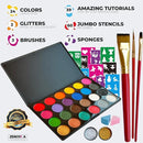 Face Painting Kit for Kids - Non-Toxic and Hypoallergenic Face Paint Kit with 24 Colors, Stencils, Book, and Professional Halloween Makeup Kit - Safe and Easy to Use Face Paint Kit for Kids by TinyTreasures Baby Boutique