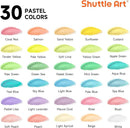 Shuttle Art 40 Pack Pastel Acrylic Paint Set, 30 Colors, 60ml/2oz Bottles, High Viscosity, Water-proof With 10 Paint Brushes for Painting &Crafting on Canvas, Rock, Ceramic, Fabric, Clay by TinyTreasures Baby Boutique