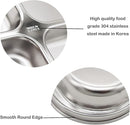 Korean Stainless Steel Divided Plates by KS&E, Little Kids Toddlers Babies Tray, BPA Free, Diet Food Control, Compact Serving Platter, Dinner Snack, 4 Compartment Plate Silver, Set of 2 by TinyTreasures Baby Boutique