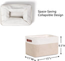 DULLEMELO Fabric Storage Bins, Storage Baskets for Organizing, Collapsible Rectangular Fabric Baskets for Shelves, Empty Gift Baskets (3-Pack Medium-15 inch X 11 inch X 9.5 inch , White&Khaki) by TinyTreasures Baby Boutique