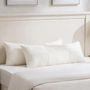 Fancy Homi Set of 2 Cream White Boho Long Lumbar Body Decorative Throw Pillow Cover 14x36 Inch for Bed Couch Bedroom Bench, Soft Patchwork Corduroy Textured Pillow Case, Rustic Farmhouse Room Décor by CozyNest Decor