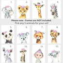 Personalized Safari Animals for Baby Girls Nursery, Set of 6 Unframed Poster Prints, Personalized Name Pink Lilac Floral, Girls Bedroom Decor, Elephant Giraffe (9x12) by TinyTreasures Baby Boutique