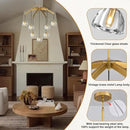 Modern Gold Chandelier, 34 inch Crystal Chandeliers for Dining Room (7-Light), Elegant Decoration Light for Living Room, Foyer Brass Chandeliers by CozyNest Decor