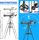 Telescope for Kids& Adults with 60X/30X Lenses, Adjustable Alloy Tripod, Mobile Phone Holder, 360° Gimbal Mount for Stargazing and Nature Viewing,Suitable for Astronomy Enthusiasts by TinyTreasures Baby Boutique