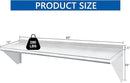 HARDURA Stainless Steel Shelf 12" x 60", 290lb Commercial Shelves Wall Mount Metal Shelving with Backsplash and Brackets for Kitchen, Restaurant, Laundry Room and Home by CozyNest Decor