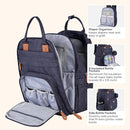 BabbleRoo Extra Large Diaper Bag Backpack, Expandable Baby Bag with Up to 50% More Capacity - Travel Essentials Baby Bag Tote with Changing Pad, Stroller Straps & Pacifier Case - Unisex, Denim Blue by TinyTreasures Baby Boutique