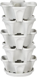 Mr. Stacky 5 Tier Stackable Strawberry, Herb, Flower, and Vegetable Planter - Vertical Garden Indoor/Outdoor by GreenHaven Gardens