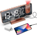 Projection Digital Alarm Clock for Bedrooms, Alarm Clock Radio on Ceiling, USB Charger Port, Temperature & Humidity Display, 7.3” Large Mirror LED Display,12/24H,Snooze,Dual Loud Clock- 4 Dimmer by TinyTreasures Baby Boutique