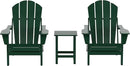 WO Home Furniture Adirondack Chairs Table Set of 3 PCS Outdoor Folding Chairs Side End Table Weather/UV Resistant for Lawn, Garden, Bon Fire, Balcony (Dark Green) by GreenHaven Gardens