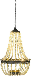 Hanging Solar Chandelier Outdoor, 30 Warm White Lights Acrylic Clear Beaded Chandelier with S Hooks Modern Lantern for Garden Yard Patio Gazebo Decorations, 28”H by CozyNest Decor