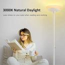 BoostArea Torchiere Floor Lamp, 24W Super Bright LED Standing Lamp, Stepless Dimmable Pole Lamp with 3000K Lighting, Glass Lampshade, 71Inch Tall Metal Modern Floor lamps for Living Room/Bedroom White by CozyNest Decor