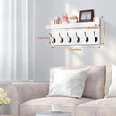 Shelf with Hooks, Coat Rack Wall Mount with 6 Double Metal Hooks, 17 Inch Farmhouse Wall Hooks with Shelf for Entryway, Bathroom, Kitchen, White by CozyNest Decor