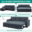 Naomi Home Transform Any Space: Sleeper Sectional Sofa with Convertible Sofa Bed & Inviting Chaise. Find Tranquil Comfort with Stress-Relieving Design & Durable Cushions - Dark Gray/Velvet by CozyNest Decor